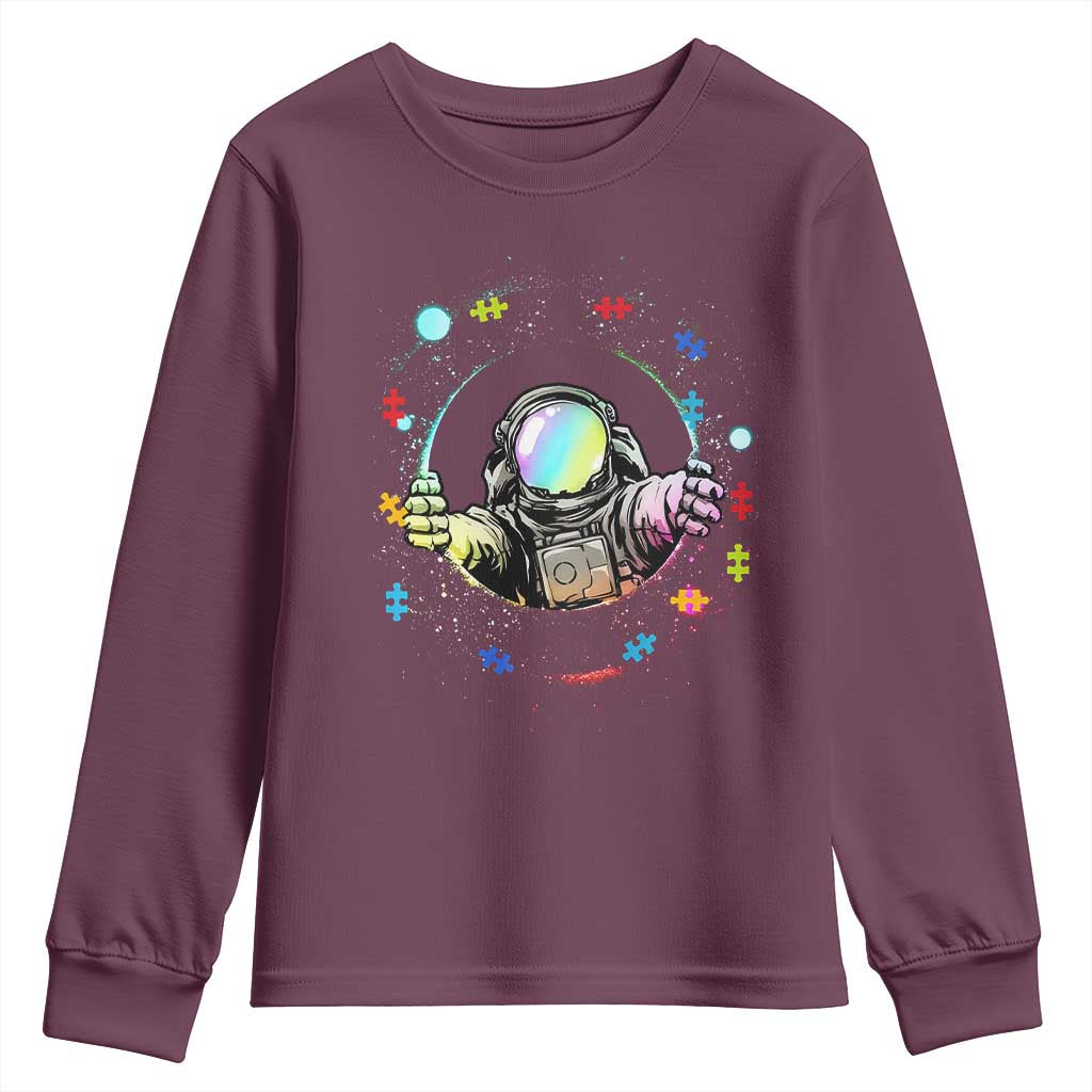 Astronaut Autism Awareness Youth Sweatshirt Space Autistic Kids Sped Teacher