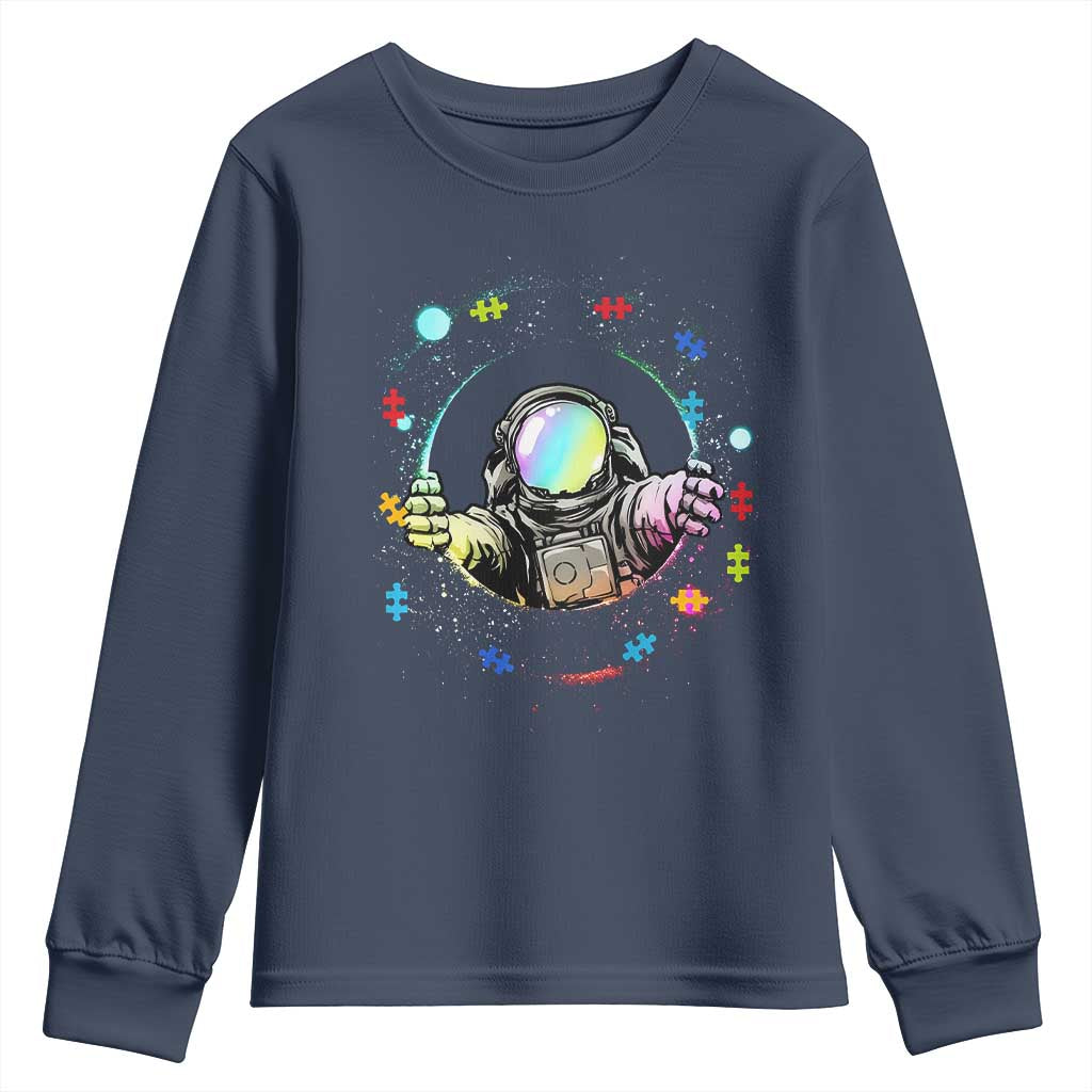 Astronaut Autism Awareness Youth Sweatshirt Space Autistic Kids Sped Teacher