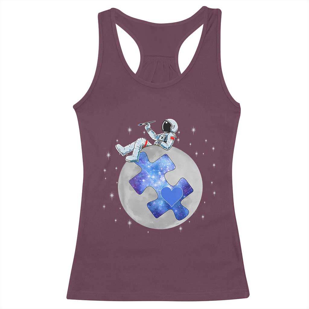 Autism Awareness Astronaut Racerback Tank Top Space Stars Autistic Kids Sped Teacher