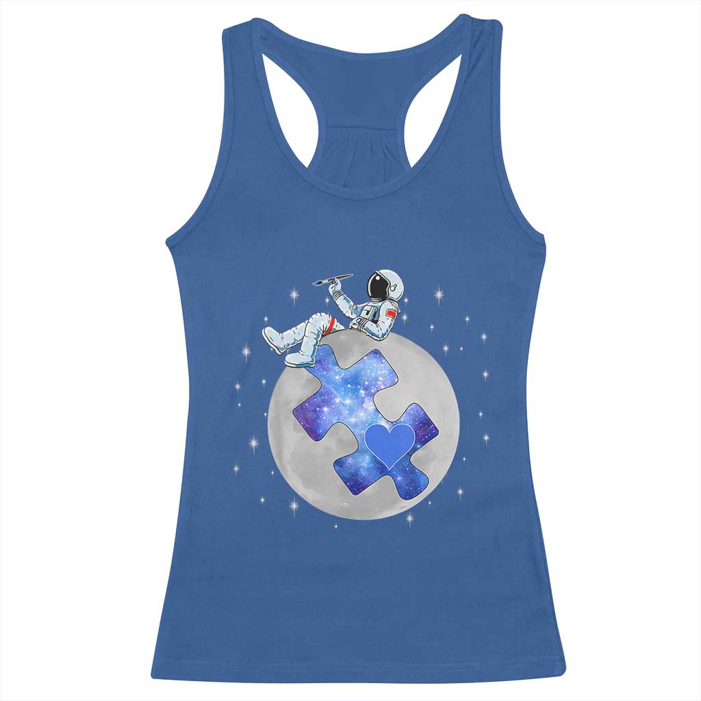 Autism Awareness Astronaut Racerback Tank Top Space Stars Autistic Kids Sped Teacher