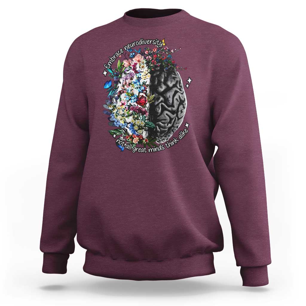 Autism Awareness Sweatshirt Neurodiversity All Great Minds Don't Mind Alike
