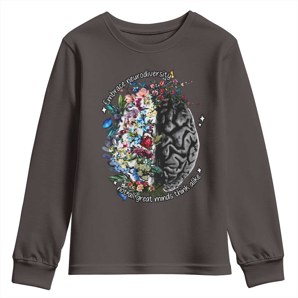 Autism Awareness Youth Sweatshirt Neurodiversity All Great Minds Don't Mind Alike