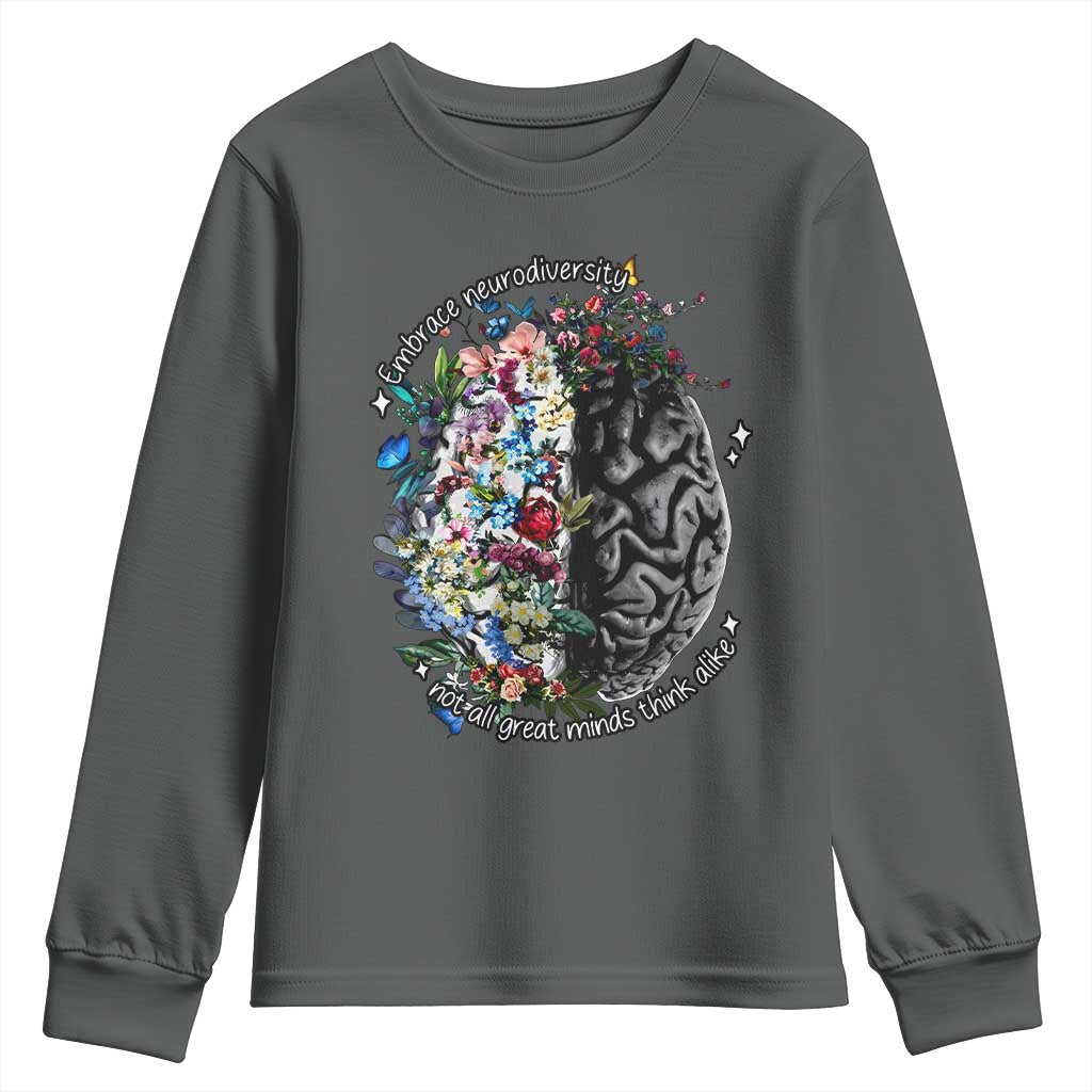 Autism Awareness Youth Sweatshirt Neurodiversity All Great Minds Don't Mind Alike