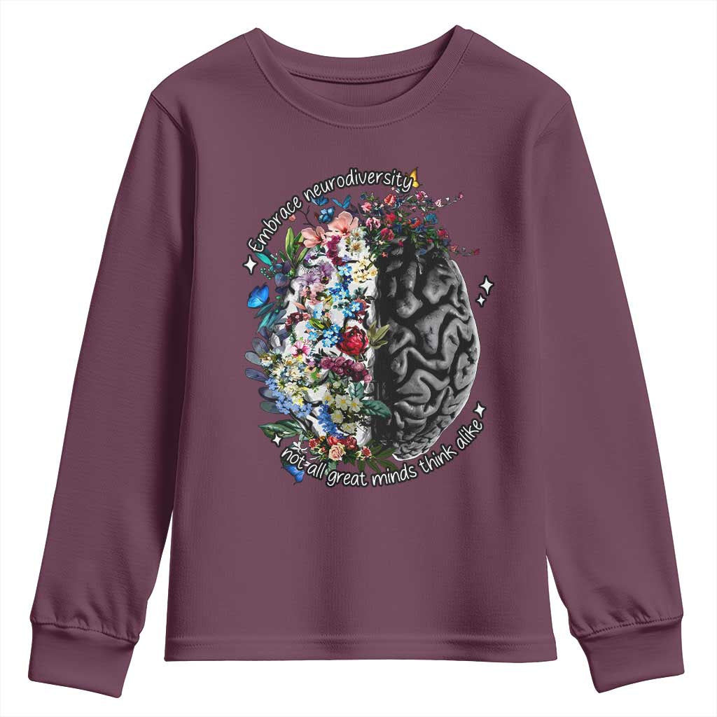 Autism Awareness Youth Sweatshirt Neurodiversity All Great Minds Don't Mind Alike
