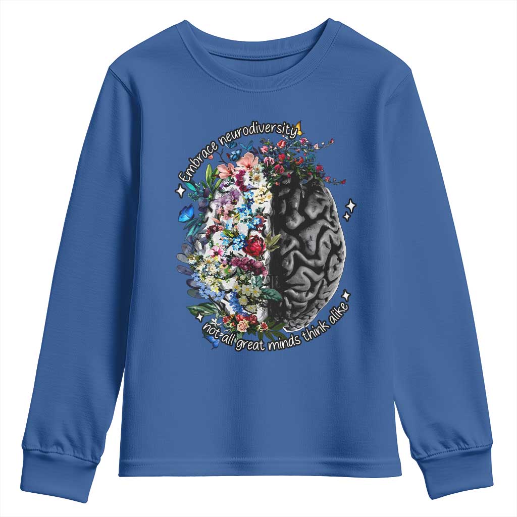 Autism Awareness Youth Sweatshirt Neurodiversity All Great Minds Don't Mind Alike