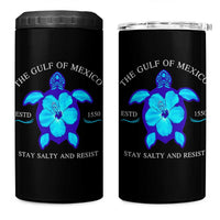 Gulf of Mexico 4 in 1 Can Cooler Tumbler Texas Alabama Florida Beach Turtle Hibiscus