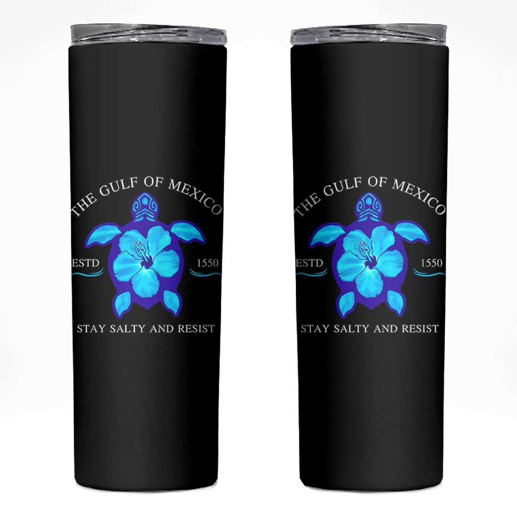 Gulf of Mexico Skinny Tumbler Texas Alabama Florida Beach Turtle Hibiscus