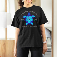 Gulf of Mexico T Shirt For Women Texas Alabama Florida Beach Turtle Hibiscus