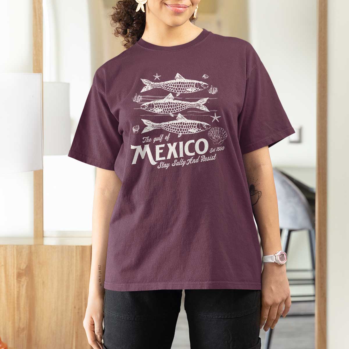 Gulf of Mexico T Shirt For Women Golfo de México 1550 Texas Alabama Florida Beach