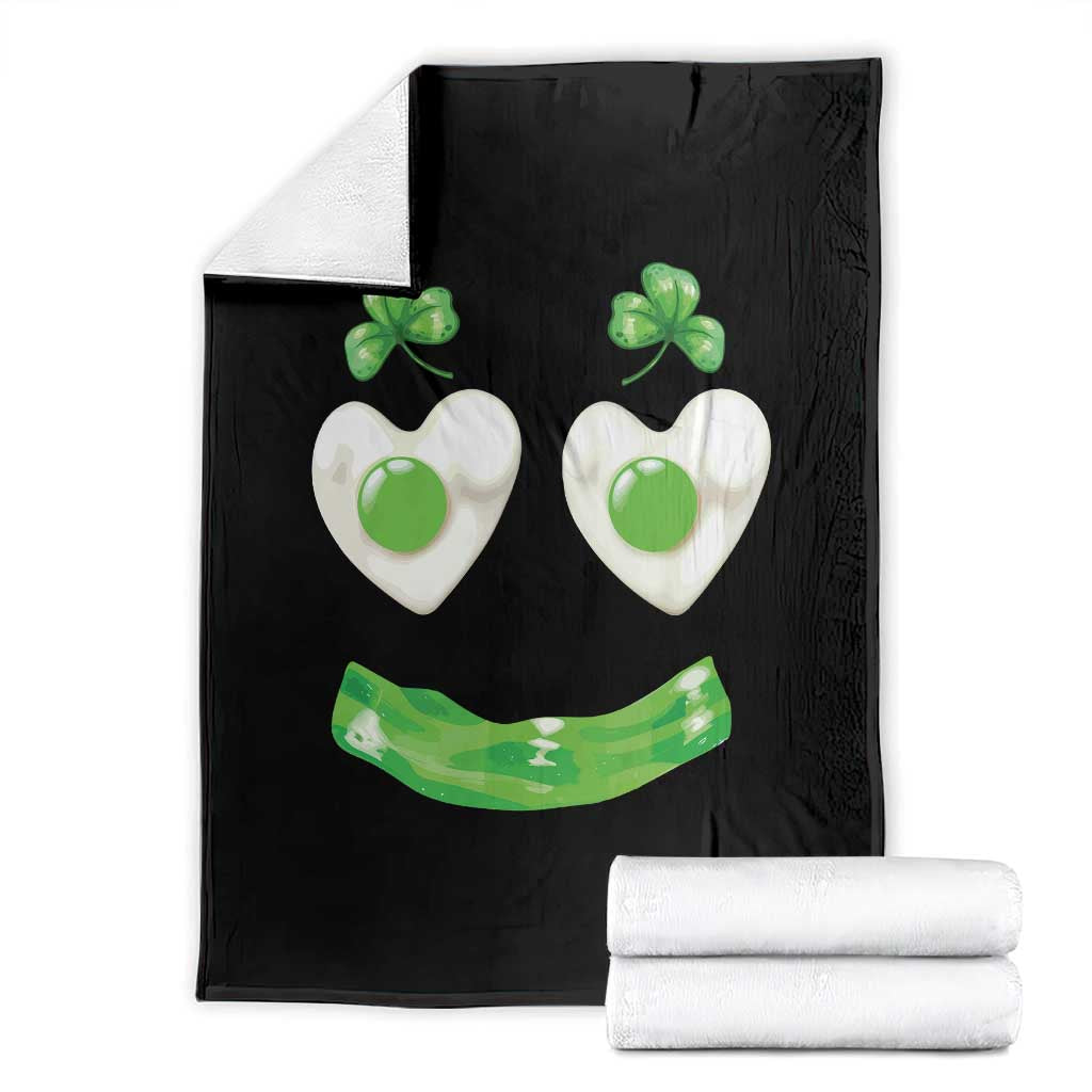 Funny Irish St Patricks Day Shamrock Throw Blanket Green Eggs Smile Brunch Breakfast