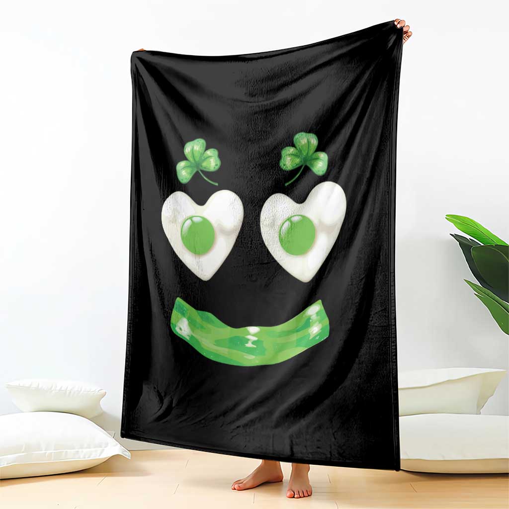 Funny Irish St Patricks Day Shamrock Throw Blanket Green Eggs Smile Brunch Breakfast