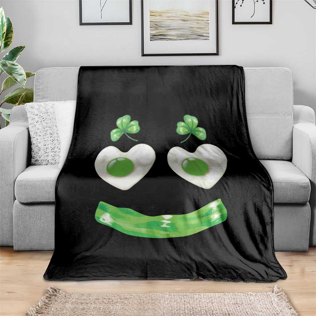Funny Irish St Patricks Day Shamrock Throw Blanket Green Eggs Smile Brunch Breakfast