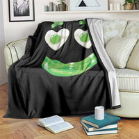 Funny Irish St Patricks Day Shamrock Throw Blanket Green Eggs Smile Brunch Breakfast