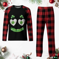 Funny Irish St Patricks Day Shamrock Plaid Pajama Set Green Eggs Smile Brunch Breakfast