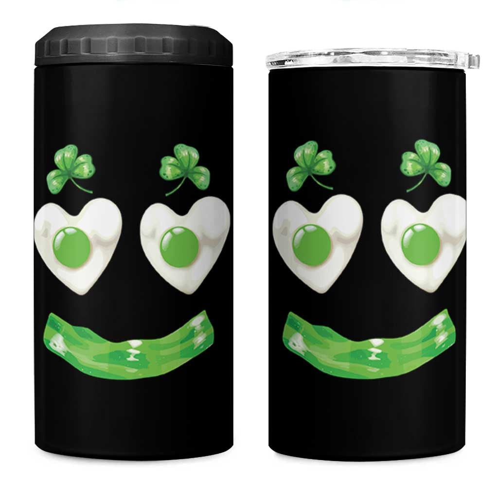 Funny Irish St Patricks Day Shamrock 4 in 1 Can Cooler Tumbler Green Eggs Smile Brunch Breakfast