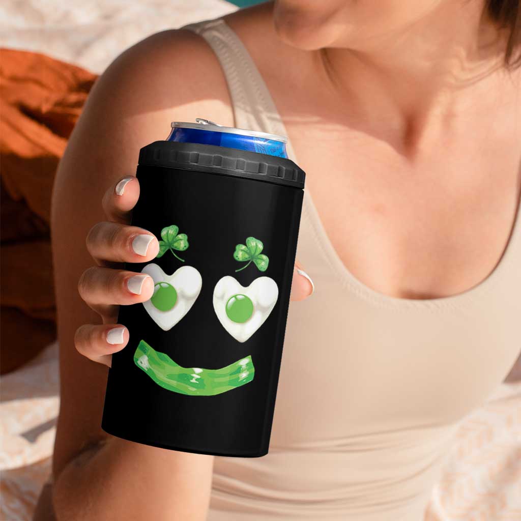 Funny Irish St Patricks Day Shamrock 4 in 1 Can Cooler Tumbler Green Eggs Smile Brunch Breakfast