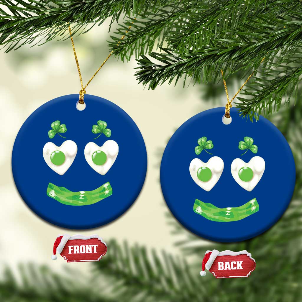 Funny Irish St Patricks Day Shamrock Ceramic Ornament Green Eggs Smile Brunch Breakfast