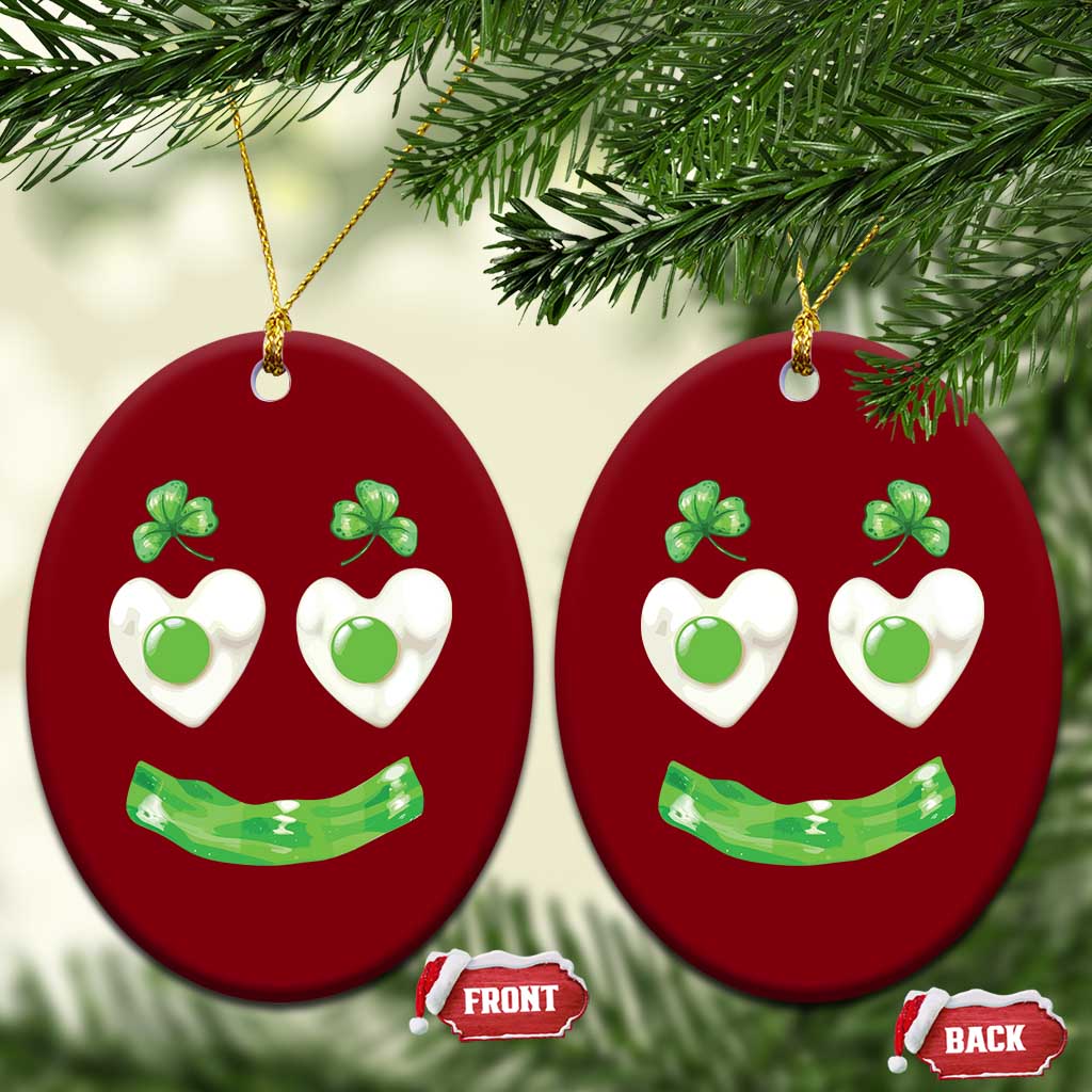 Funny Irish St Patricks Day Shamrock Ceramic Ornament Green Eggs Smile Brunch Breakfast