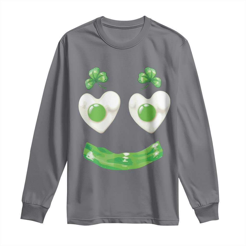 Funny Irish St Patricks Day Shamrock Long Sleeve Shirt Green Eggs Smile Brunch Breakfast