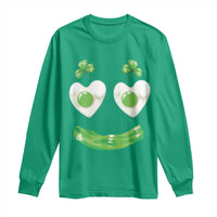 Funny Irish St Patricks Day Shamrock Long Sleeve Shirt Green Eggs Smile Brunch Breakfast