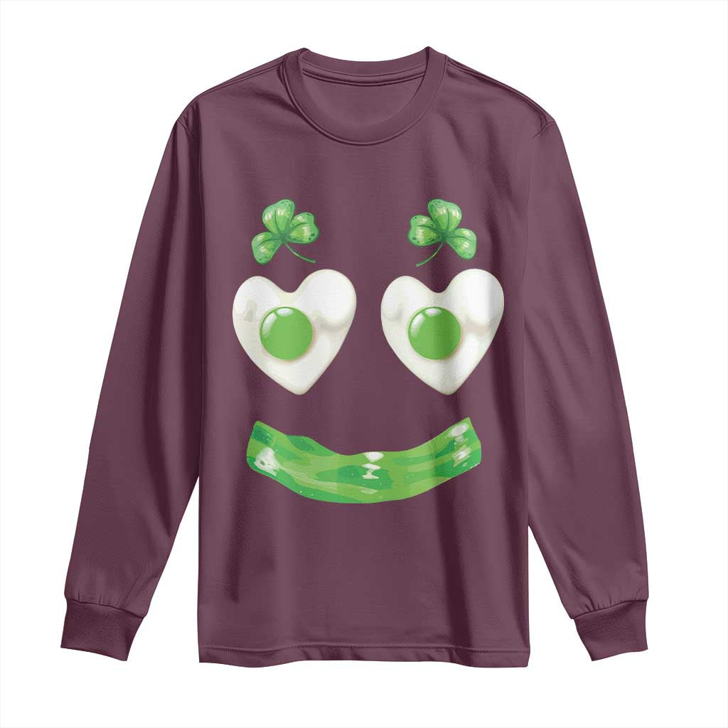 Funny Irish St Patricks Day Shamrock Long Sleeve Shirt Green Eggs Smile Brunch Breakfast