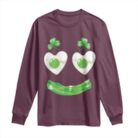 Funny Irish St Patricks Day Shamrock Long Sleeve Shirt Green Eggs Smile Brunch Breakfast