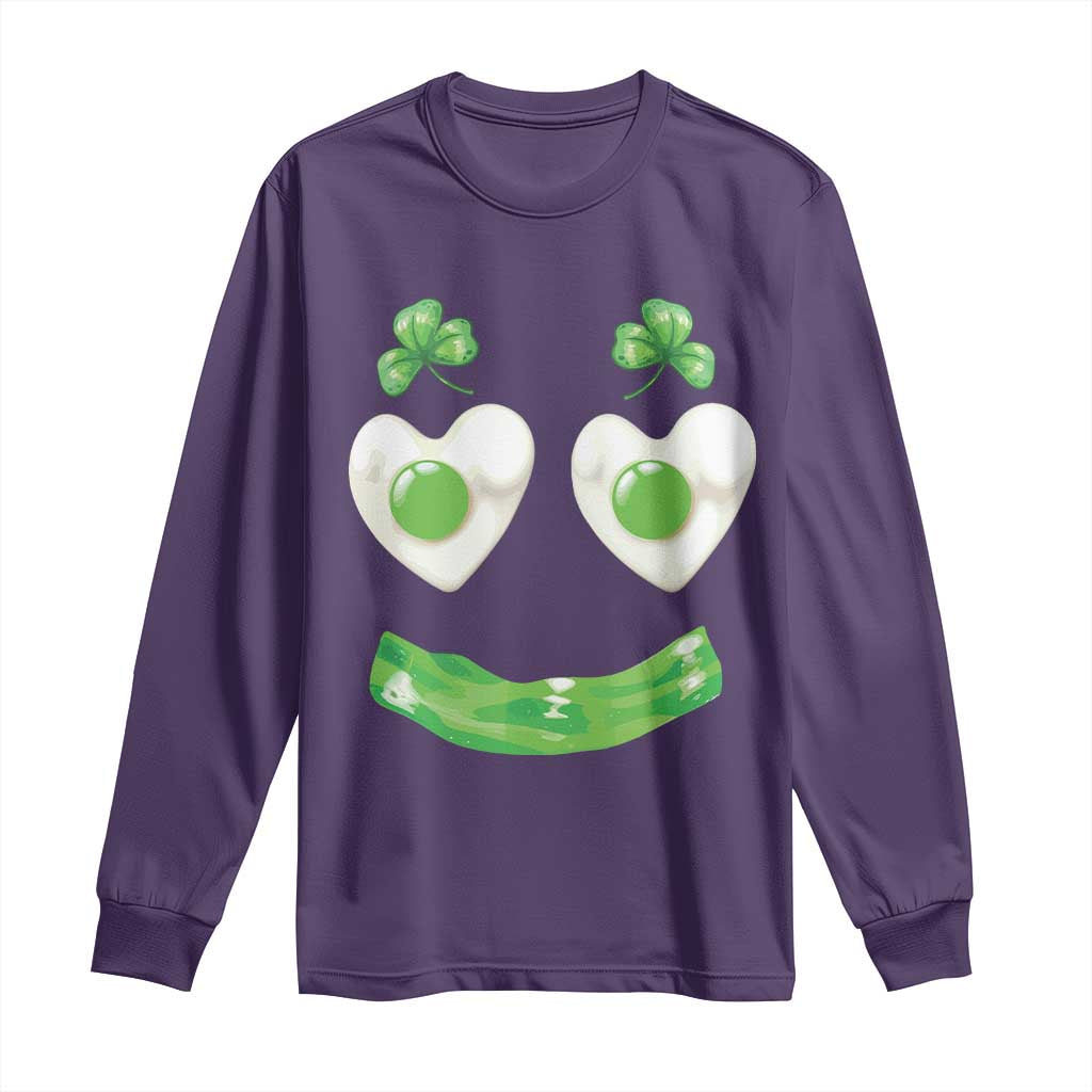 Funny Irish St Patricks Day Shamrock Long Sleeve Shirt Green Eggs Smile Brunch Breakfast
