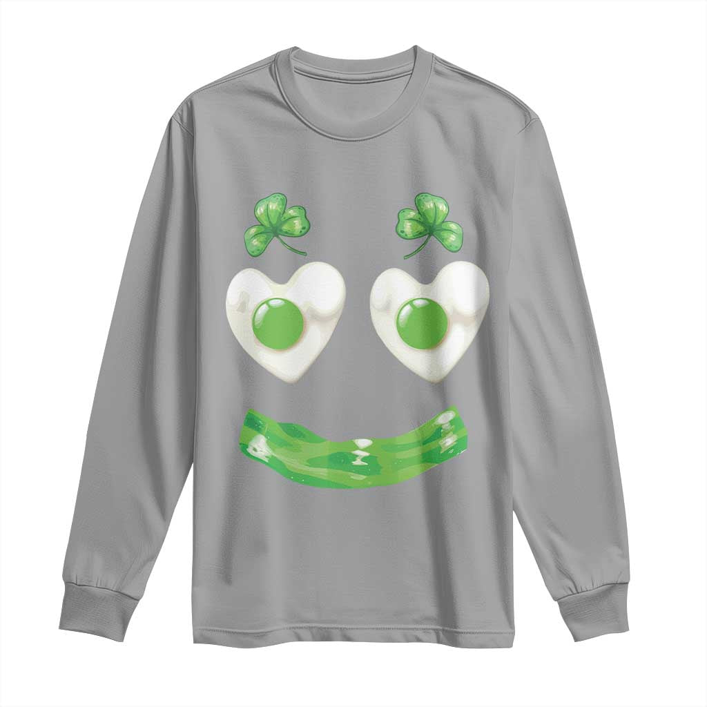 Funny Irish St Patricks Day Shamrock Long Sleeve Shirt Green Eggs Smile Brunch Breakfast