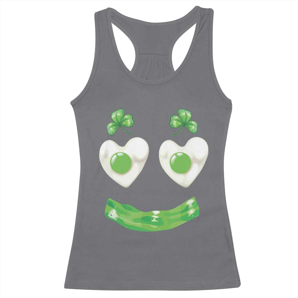 Funny Irish St Patricks Day Shamrock Racerback Tank Top Green Eggs Smile Brunch Breakfast