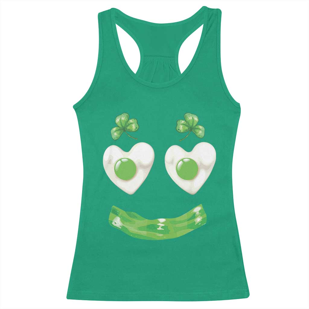 Funny Irish St Patricks Day Shamrock Racerback Tank Top Green Eggs Smile Brunch Breakfast