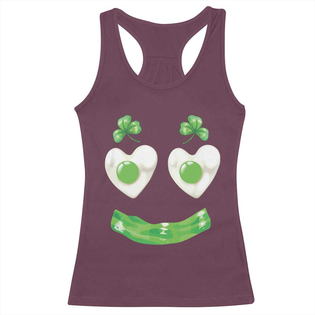 Funny Irish St Patricks Day Shamrock Racerback Tank Top Green Eggs Smile Brunch Breakfast