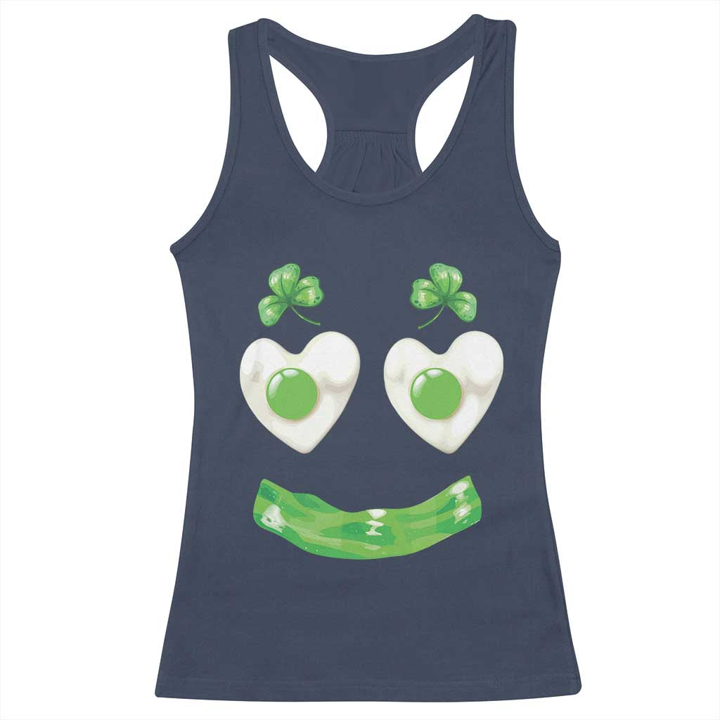 Funny Irish St Patricks Day Shamrock Racerback Tank Top Green Eggs Smile Brunch Breakfast
