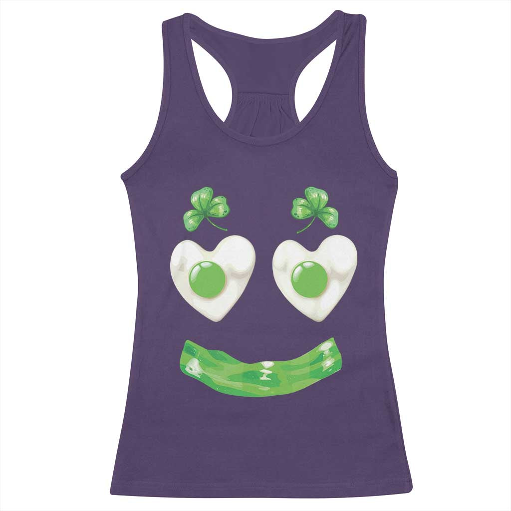 Funny Irish St Patricks Day Shamrock Racerback Tank Top Green Eggs Smile Brunch Breakfast