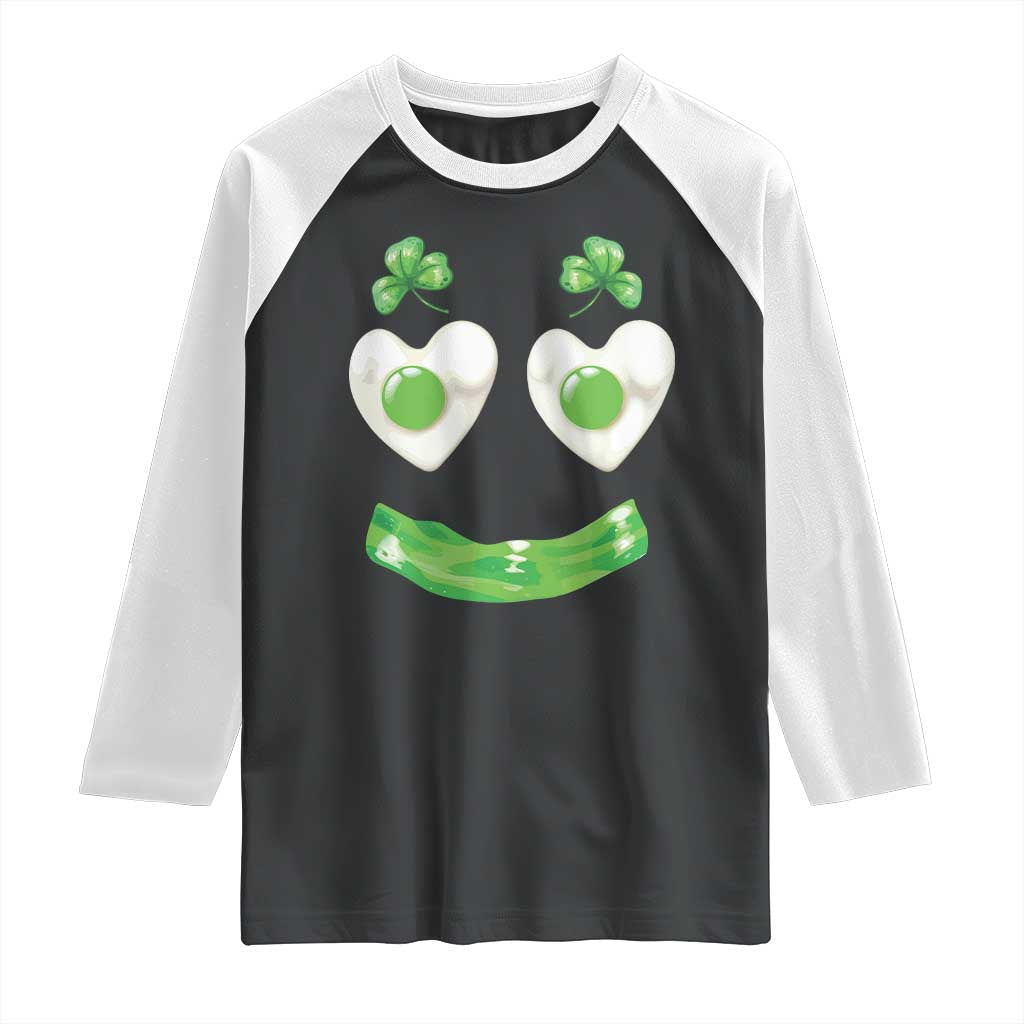 Funny Irish St Patricks Day Shamrock Raglan Shirt Green Eggs Smile Brunch Breakfast