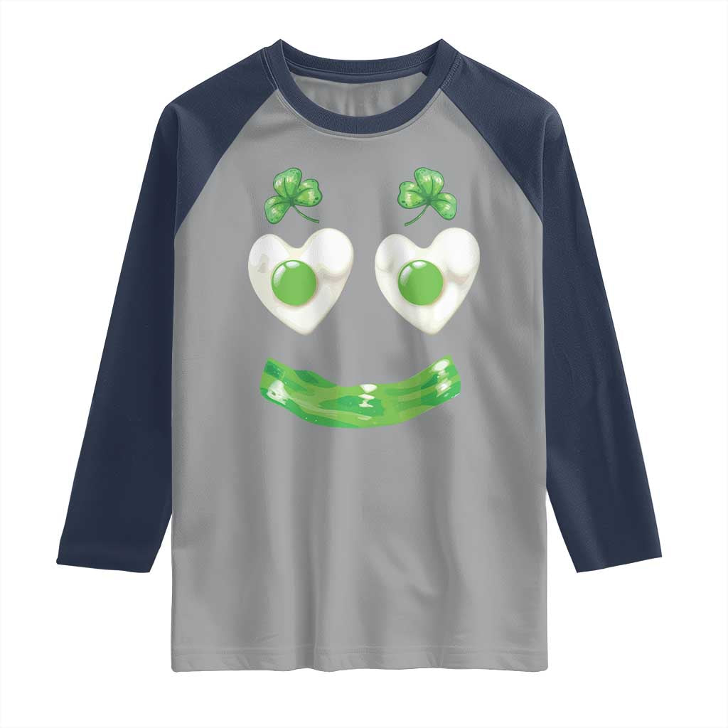 Funny Irish St Patricks Day Shamrock Raglan Shirt Green Eggs Smile Brunch Breakfast