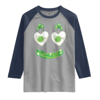 Funny Irish St Patricks Day Shamrock Raglan Shirt Green Eggs Smile Brunch Breakfast