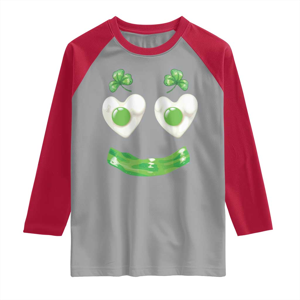 Funny Irish St Patricks Day Shamrock Raglan Shirt Green Eggs Smile Brunch Breakfast