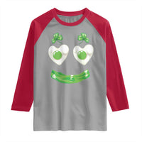 Funny Irish St Patricks Day Shamrock Raglan Shirt Green Eggs Smile Brunch Breakfast