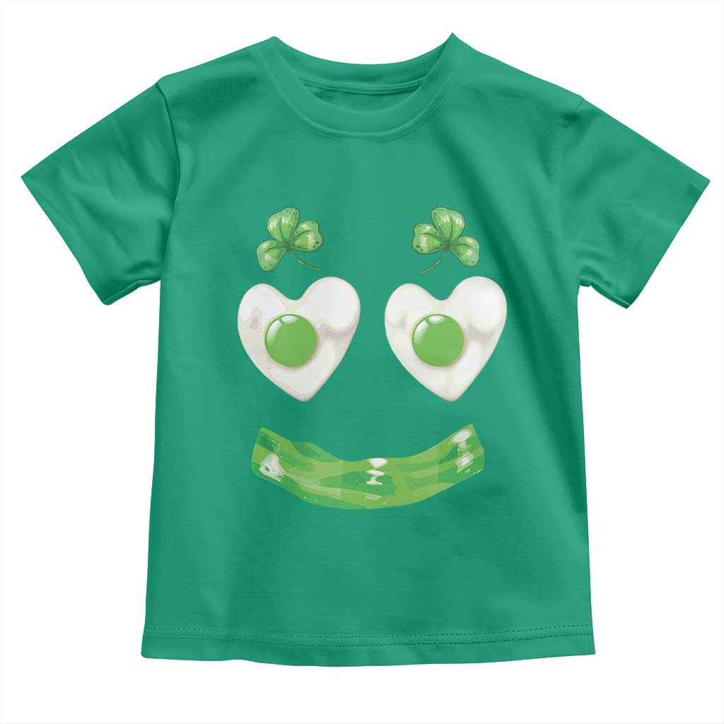Funny Irish St Patricks Day Shamrock Toddler T Shirt Green Eggs Smile Brunch Breakfast