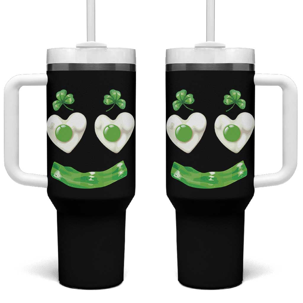 Funny Irish St Patricks Day Shamrock Tumbler With Handle Green Eggs Smile Brunch Breakfast