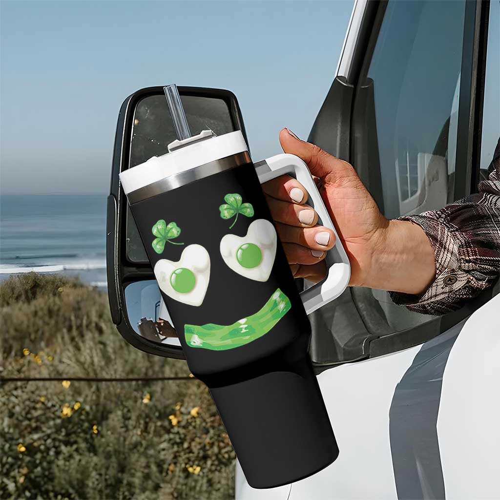 Funny Irish St Patricks Day Shamrock Tumbler With Handle Green Eggs Smile Brunch Breakfast