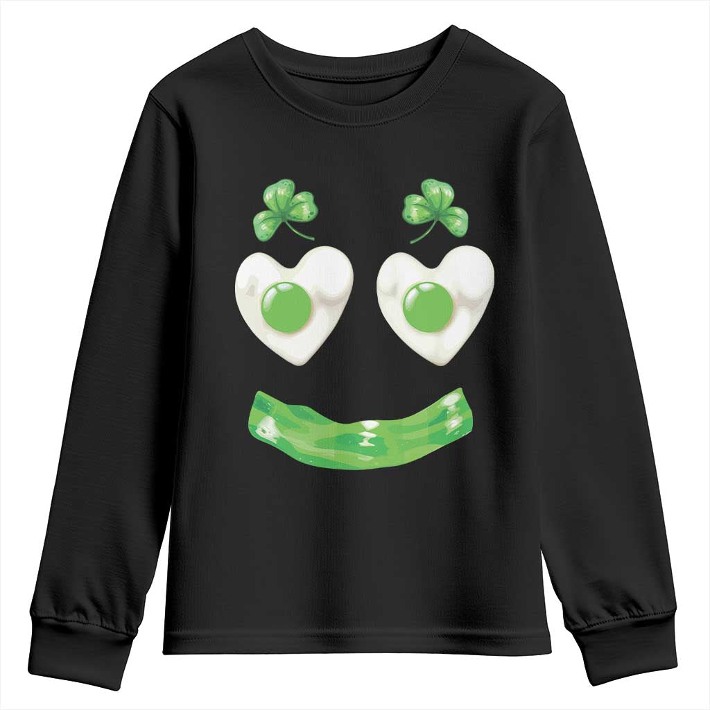 Funny Irish St Patricks Day Shamrock Youth Sweatshirt Green Eggs Smile Brunch Breakfast