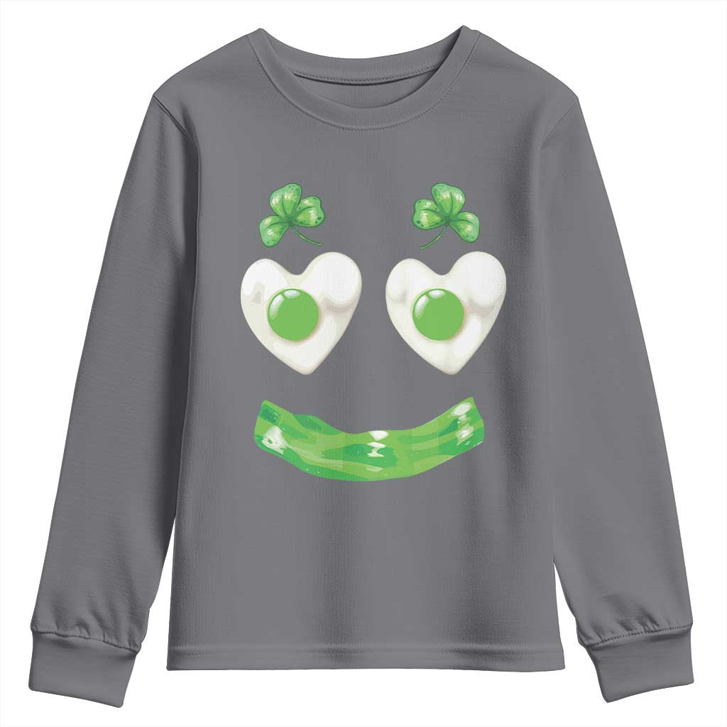 Funny Irish St Patricks Day Shamrock Youth Sweatshirt Green Eggs Smile Brunch Breakfast