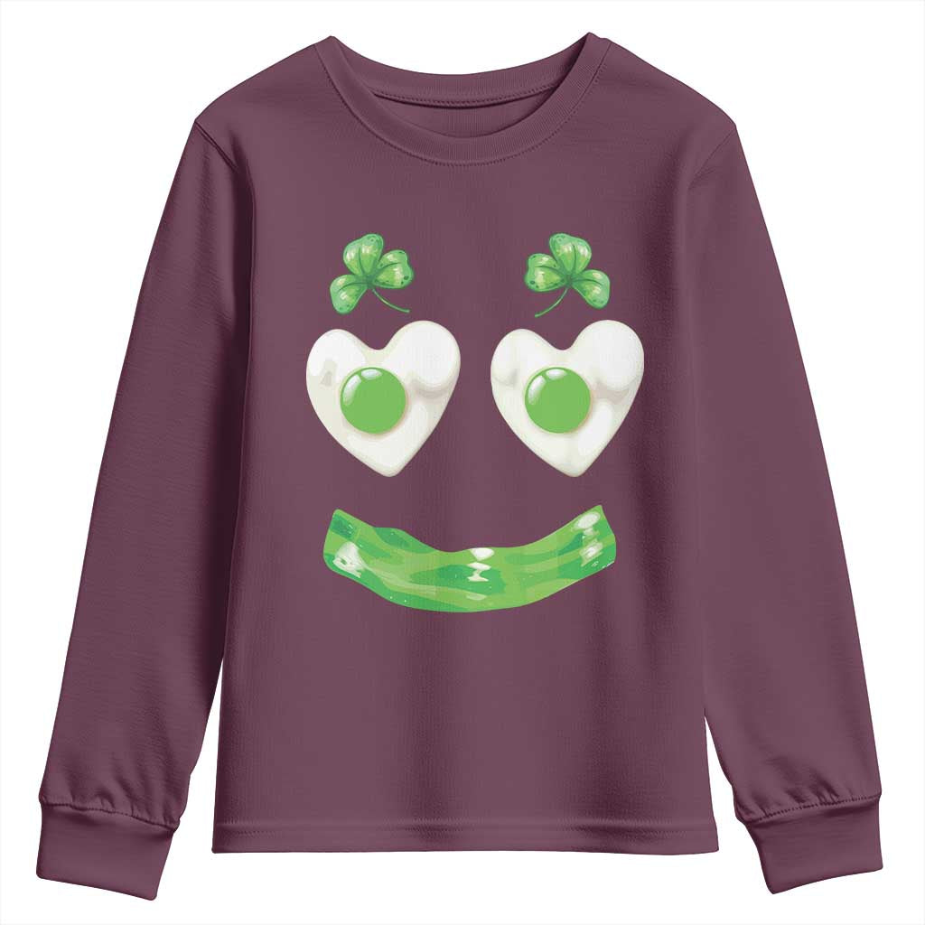 Funny Irish St Patricks Day Shamrock Youth Sweatshirt Green Eggs Smile Brunch Breakfast