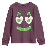 Funny Irish St Patricks Day Shamrock Youth Sweatshirt Green Eggs Smile Brunch Breakfast
