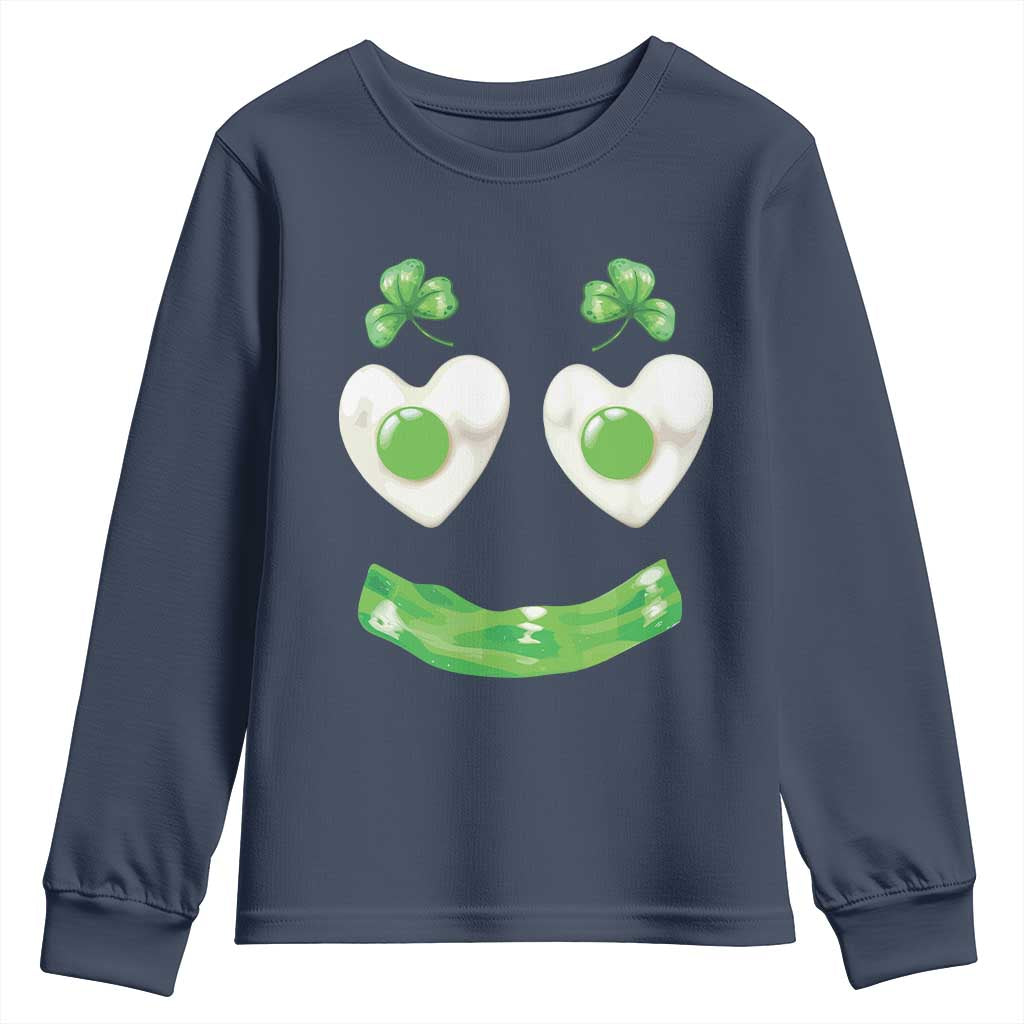 Funny Irish St Patricks Day Shamrock Youth Sweatshirt Green Eggs Smile Brunch Breakfast