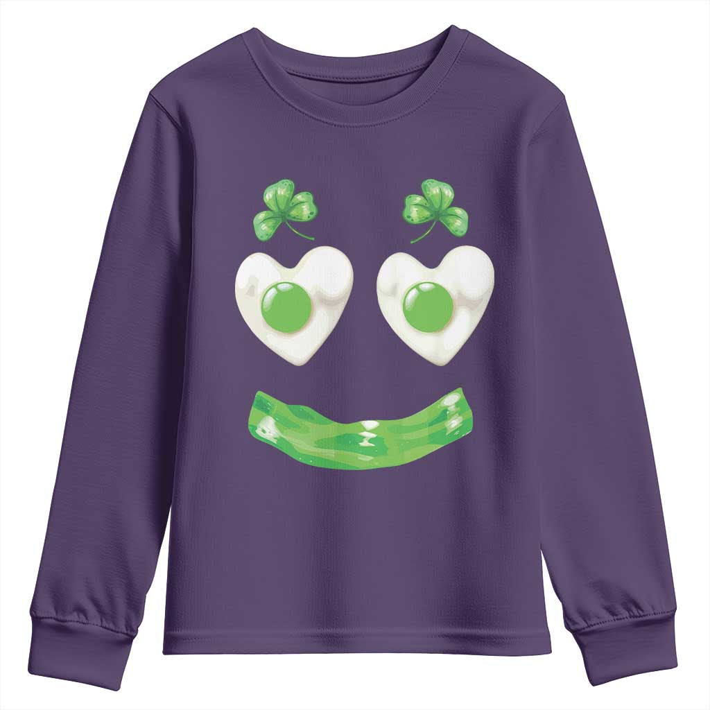 Funny Irish St Patricks Day Shamrock Youth Sweatshirt Green Eggs Smile Brunch Breakfast