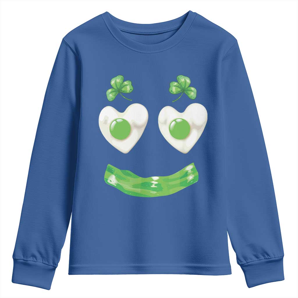 Funny Irish St Patricks Day Shamrock Youth Sweatshirt Green Eggs Smile Brunch Breakfast