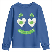 Funny Irish St Patricks Day Shamrock Youth Sweatshirt Green Eggs Smile Brunch Breakfast