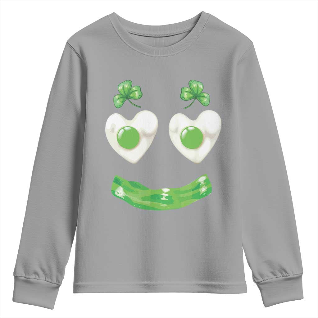 Funny Irish St Patricks Day Shamrock Youth Sweatshirt Green Eggs Smile Brunch Breakfast